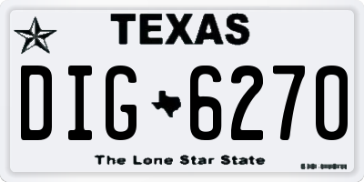 TX license plate DIG6270