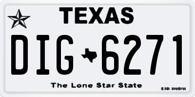 TX license plate DIG6271