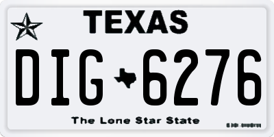 TX license plate DIG6276