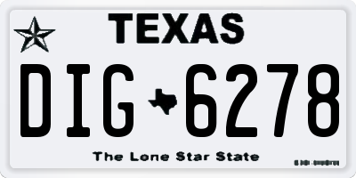 TX license plate DIG6278