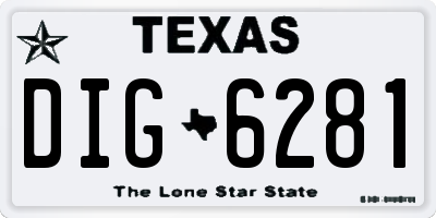 TX license plate DIG6281