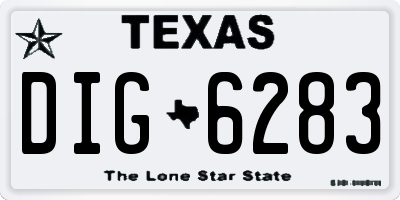 TX license plate DIG6283