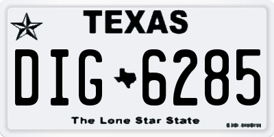 TX license plate DIG6285