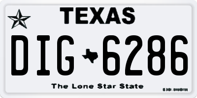 TX license plate DIG6286