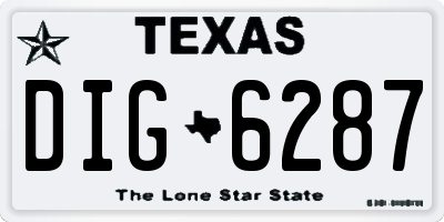 TX license plate DIG6287