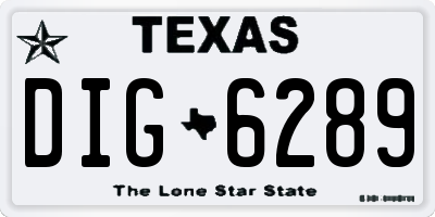 TX license plate DIG6289