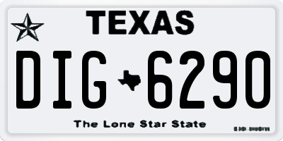 TX license plate DIG6290