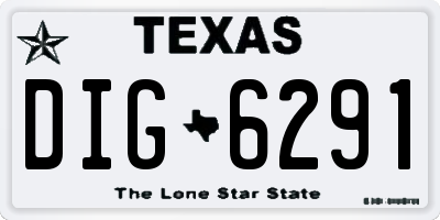 TX license plate DIG6291