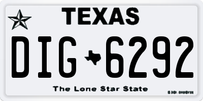 TX license plate DIG6292