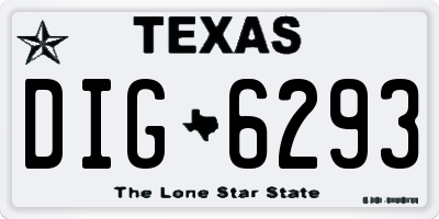 TX license plate DIG6293