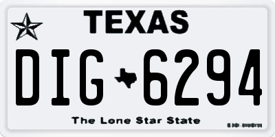 TX license plate DIG6294