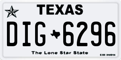 TX license plate DIG6296
