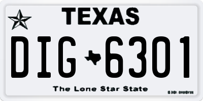 TX license plate DIG6301