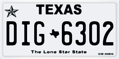 TX license plate DIG6302