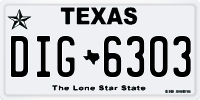 TX license plate DIG6303