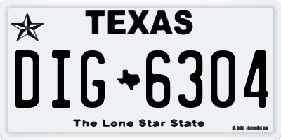TX license plate DIG6304