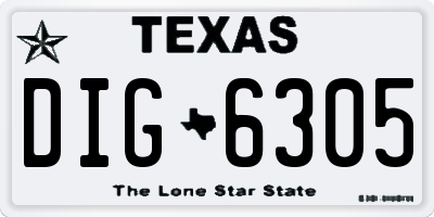 TX license plate DIG6305