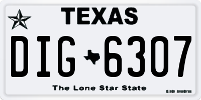 TX license plate DIG6307
