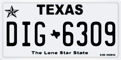 TX license plate DIG6309