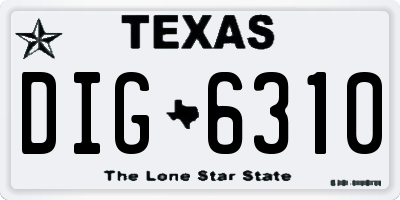 TX license plate DIG6310