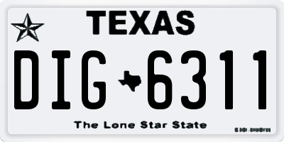 TX license plate DIG6311
