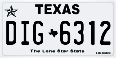 TX license plate DIG6312