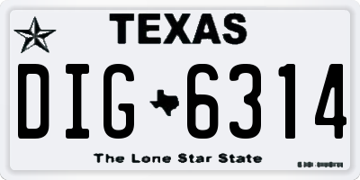 TX license plate DIG6314