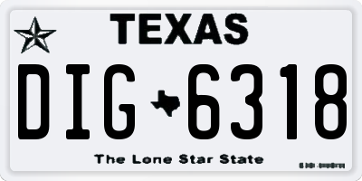 TX license plate DIG6318