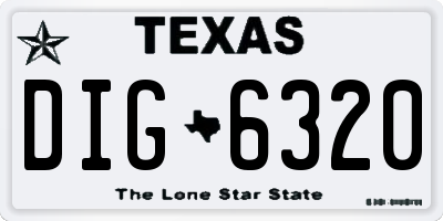 TX license plate DIG6320