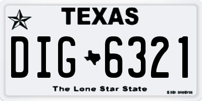 TX license plate DIG6321