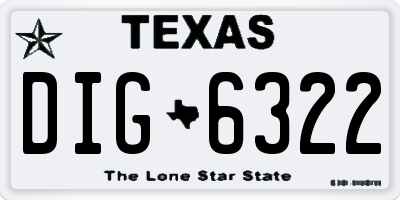 TX license plate DIG6322