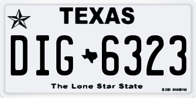 TX license plate DIG6323