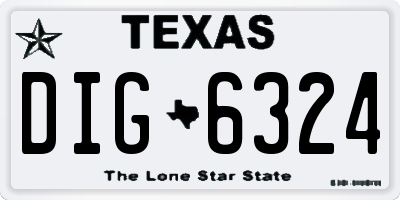 TX license plate DIG6324