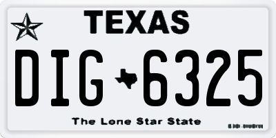 TX license plate DIG6325