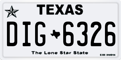 TX license plate DIG6326