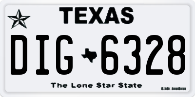 TX license plate DIG6328