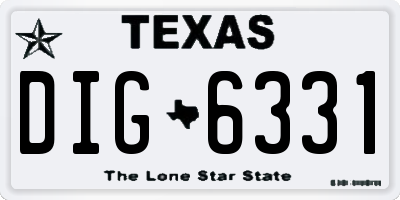 TX license plate DIG6331