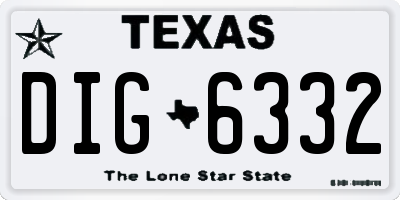 TX license plate DIG6332