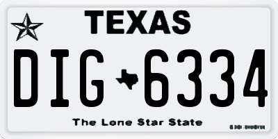 TX license plate DIG6334