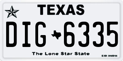TX license plate DIG6335