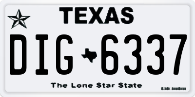 TX license plate DIG6337
