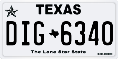 TX license plate DIG6340