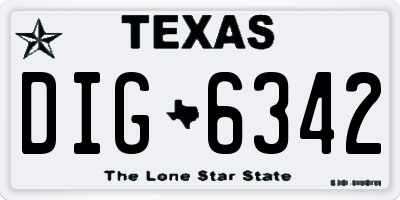 TX license plate DIG6342