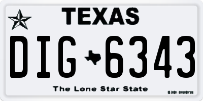 TX license plate DIG6343