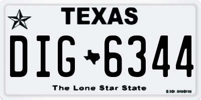 TX license plate DIG6344