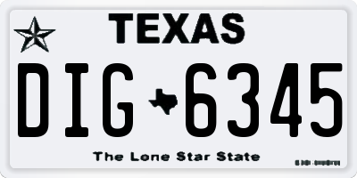TX license plate DIG6345