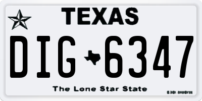 TX license plate DIG6347
