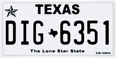 TX license plate DIG6351