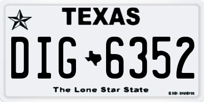 TX license plate DIG6352