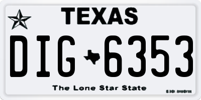 TX license plate DIG6353